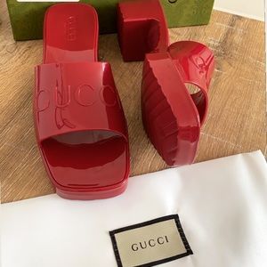 Gucci Red Jelly Sandals